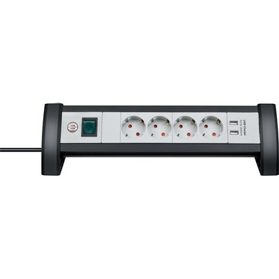 Stekkerdoos Brennenstuhl bureau Premium 4vdig incl 2 USB 1.8m wit/gs