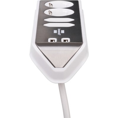 Bloc multiprise Brennenstuhl Estilo 4 prises incl 2 USB 2m blanc/argent