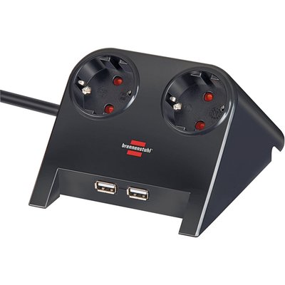 Bloc multiprise de table Brennenstuhl 2 prises + 2 USB 1,8m noir