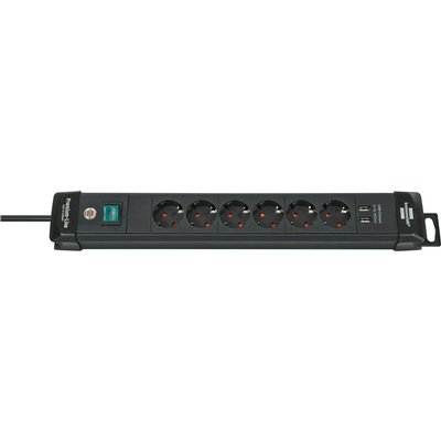Bloc multiprise Brennenstuhl Premium 6 prises dont 2 USB 3m noir