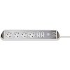 Stekkerdoos Brennenstuhl bureau Estilo 6vdig incl 2 USB 2m wit/zilver foto