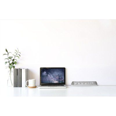 Stekkerdoos Brennenstuhl bureau Estilo 6vdig incl 2 USB 2m wit/zilver