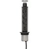 Stekkerdoos Brennenstuhl toren 3vdig incl 2 USB 2 meter zwart/zilver foto