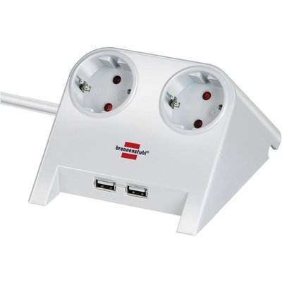 Bloc multiprise de table Brennenstuhl 2 prises + 2 USB 1,8m blanc