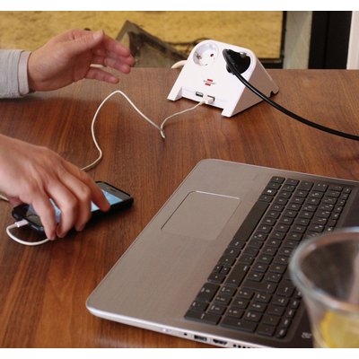 Bloc multiprise de table Brennenstuhl 2 prises + 2 USB 1,8m blanc