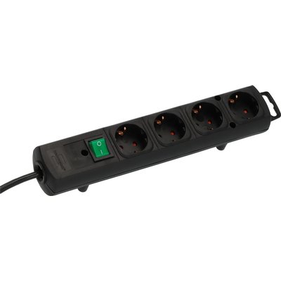Bloc multiprise Brennensthul Comfort Plus 4 prises incl prise plate 2m noir