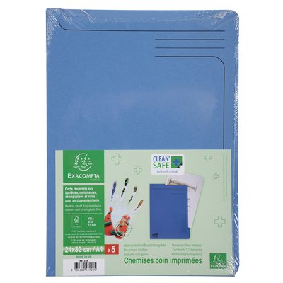 Chemise d'insertion modèle L Exacompta Clean'Safe imprimé bleu