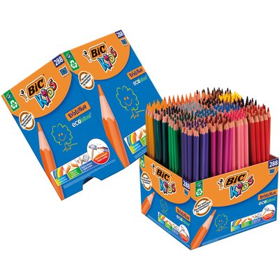Kleurpotloden BicKids Evolution ecolutions ass schoolbox à 288 stuks