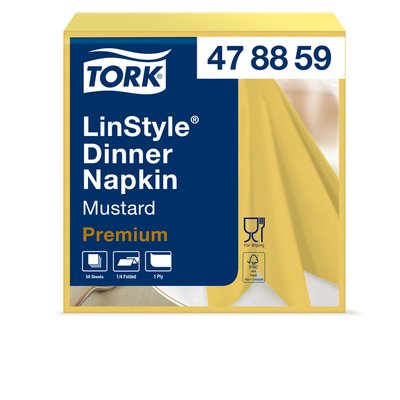 Serviette Tork LinStyle Premium 478859 Pli 1/4 1 ép 390x390mm jaune moutarde 50 pièces