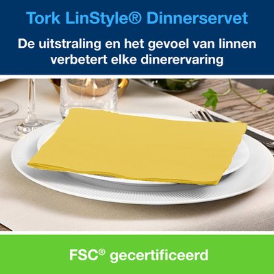 Serviette Tork LinStyle Premium 478859 Pli 1/4 1 ép 390x390mm jaune moutarde 50 pièces