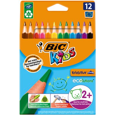Kleurpotloden BicKids Evolution ecolutions triangle assorti 12 stuks