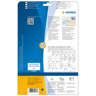 Etiquette HERMA 4585 210x297mm résiste aux intempéries transparent mat 10 pièces