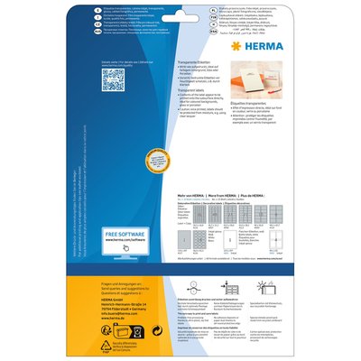 Etiquette HERMA 210x297mm transparente brillante 10 pièces