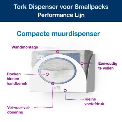 Distributeur chiffon Tork W8 Performance 655100 mural blanc