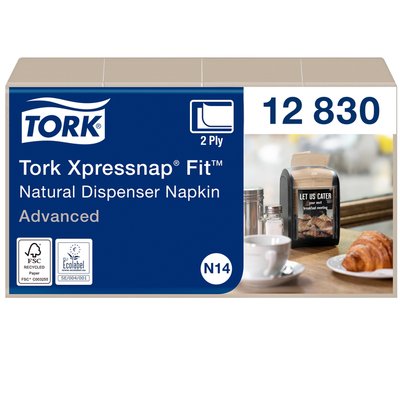 Serviette Tork Xpressnap Fit Advanced N14 12830 2 ép 213x165mm 720 feuilles naturel