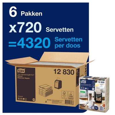 Serviette Tork Xpressnap Fit Advanced N14 12830 2 ép 213x165mm 720 feuilles naturel