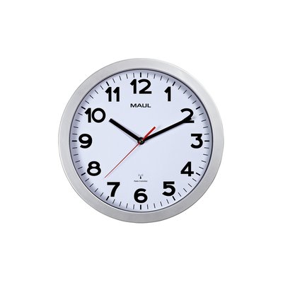 Horloge murale MAULstep RC Ø30x5cm plastqiue argent/blanc avec pile