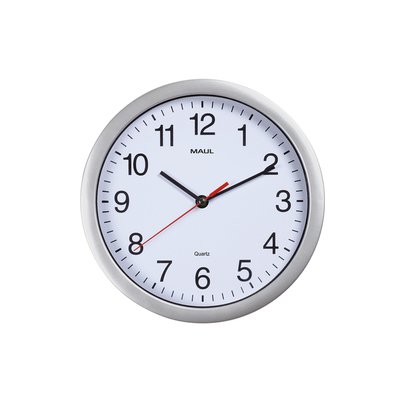Horloge murale MAULrun quartz Ø25x5cm plastique argent/blanc avec pile