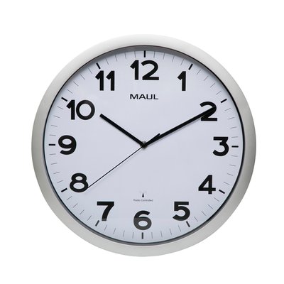 Horloge murale MAULstep RC Ø40x5cm plastique argent/blanc avec pile