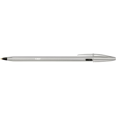 Balpen Bic Cristal Re-new medium zilver + 2 vullingen zwart