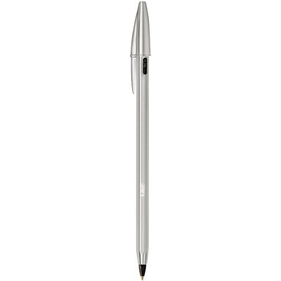 Balpen Bic Cristal Re-new medium zilver + 2 vullingen zwart