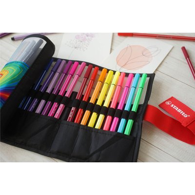 Feutre STABILO Pen 68/25 Medium Arty étui roulé 25 couleurs