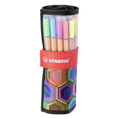 Fineliner STABILO point 88/25 Arty rollerset zwart fijn ass 25st