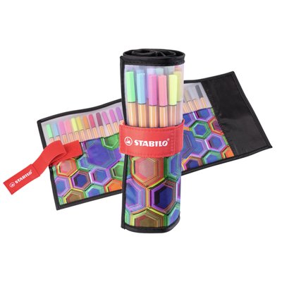 Fineliner STABILO point 88/25 Arty rollerset zwart fijn ass 25st