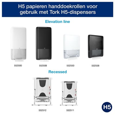 Handdoek Tork H5 PeakServe Universal 1-laags 201x225mm 12x410 vel wit 100585