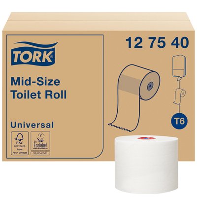 Toiletpapier Tork T6 Universal systeemrol 1-laags 135m wit 127540