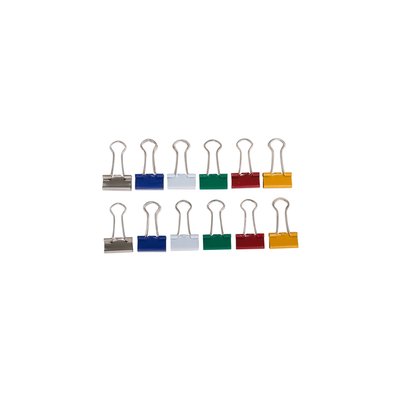 Papierklem MAUL 213 foldback 19mm capaciteit 7mm assorti 12 stuks