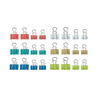 Papierklem MAUL 215 foldback 7mm + 9mm assorti 24 stuks