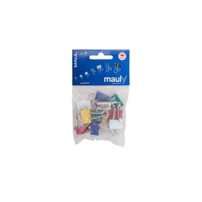 Papierklem MAUL 215 foldback 19mm capaciteit 7mm assorti 12 stuks