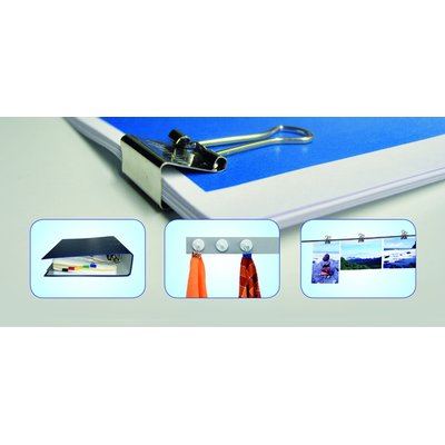 Papierklem MAUL 215 foldback 19mm capaciteit 7mm assorti 12 stuks