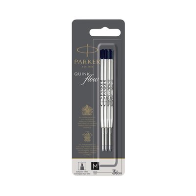 Balpenvulling Parker Quinkflow medium zwart blister à 3 stuks