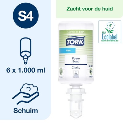 Savon mains Tork S4 Premium Clarity 520201 mousse 1000ml