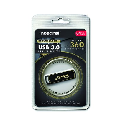Clé USB 3.0 Integral Secure 360 USB-A 64Go noir