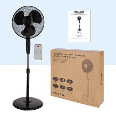 Statiefventilator BRASQ met remote Ø 40cm zwart