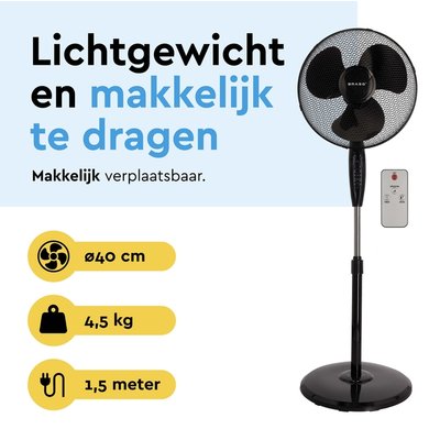 Statiefventilator BRASQ met remote Ø 40cm zwart