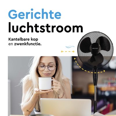 Statiefventilator BRASQ met remote Ø 40cm zwart