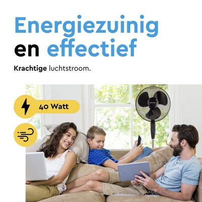 Statiefventilator BRASQ met remote Ø 40cm zwart