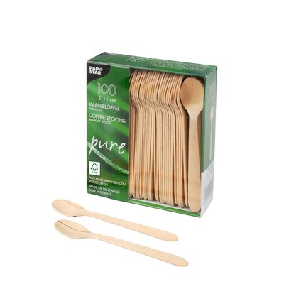 Cuillère à café Papstar 110mm bois 100 pièces