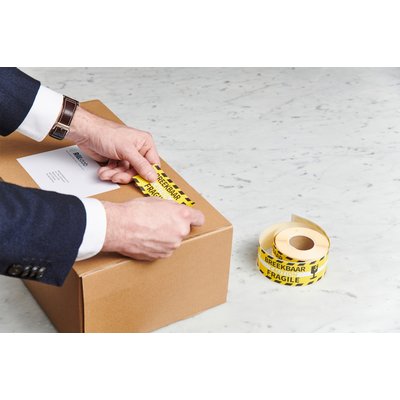 Etiquette d'avertissement Rillprint Fragile 46x125mm jaune 250 pièces