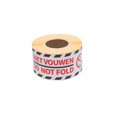 Waarschuwingsetiket Rillprint do not fold 46x125mm wit 250 stuks