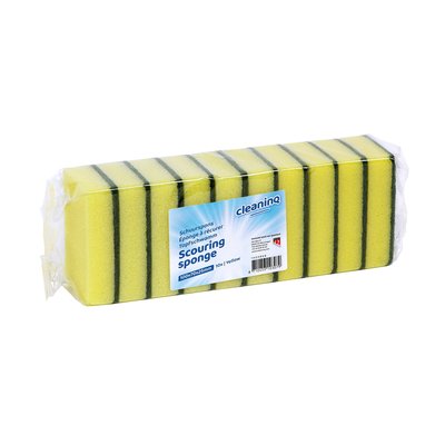Eponge à récurer Cleaninq jaune/vert 100x70x25mm 10 pièces