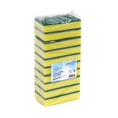 Eponge à récurer Cleaninq 140x90x28mm jaune/vert 10 pièces