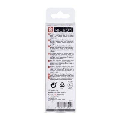 Fineliner Sakura Pigma Micron koelgrijs set 4 maten