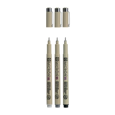 Fineliner Sakura Pigma Micron 05 set zwart & grijs 3 maten