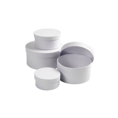 Doos Creativ Comp rond 4st Ø 8, 10, 12, 14cm, hoogte 4, 5, 6, 7cm wit