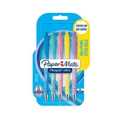 Stylo bille Paper Mate Flexgrip rétractable pastel assorti écriture noire
